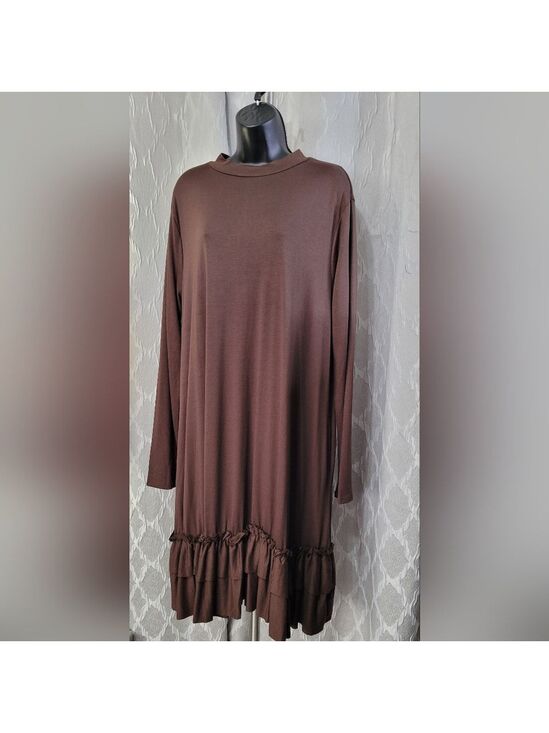 Zenana Outfitters Dresses & Skirts - Zenana Outfitters | Brown Ruffle Hem Dress w/Pockets | Size 2X